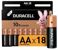 Батарейка алкалиновая Duracell Basic, AA, LR6-18BL, 1.5В, блистер, 18 шт