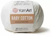 Пряжа YarnArt Baby Cotton -1 шт, 401 жемчужный, 165 м/50 г, 50% хлопок, 50% акрил /ярнарт беби коттон/