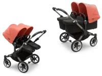 Детская коляска 2 в 1 для двойни и погодок Bugaboo Donkey5 Twin Graphite/Midnight Back/Sunrise Red