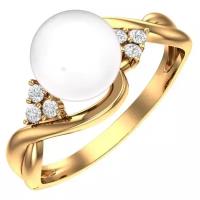 Кольцо золотое с жемчугом и фианитами 1101051-00400 17