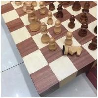 Набор настольной игры 2 в 1: деревянные нескладные шахматы с разметкой по кантам с лакированными фигурами на магните и шашки 43х43см