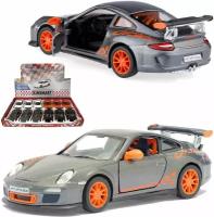 Металлическая машинка игрушка 1:36 2010 Porsche 911 GT3 RS (Порше) 12.5 см., инерционная / Серый