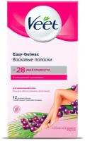 Veet Восковые полоски Easy Gelwax с маслом ши и ароматом ягод для нормальной кожи 30 г 12 шт