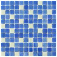 Стеклянная мозаика Natural Mosaic STP-BL018 синяя белая полированная