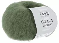 Пряжа Alpaca Superlight Lang Yarns( Альпака Суперлайт), цвет 0097-болотно-зеленый, 25гр/199 м, 54% альпака, 22% шерсть, 24% полиамид, 1 моток