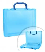 Папка-портфель Стамм (А4, 1 отделение, пластик, 275х375х57мм, ручка) тонированная голубая (КС17)
