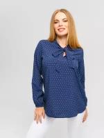 Блуза Текстиль Хаус, прямой силуэт, длинный рукав, размер 46, синий, белый