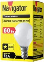 Лампа накаливания NAVIGATOR 60Вт E14 230В 640Лм матовый шар