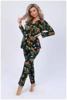 Женская домашняя пижама/ костюм ( рубашка+ брюки), размер 54