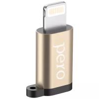 Адаптер PERO AD01 LIGHTNING TO MICRO USB, золотой