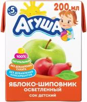 Сок осветленный Агуша Яблоко-шиповник (Tetra Pak), с 5 месяцев