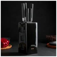 Набор KEIKO из 5 кухонных ножей с универсальным керамическим блоком, цвет чёрный