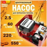 Насос для перекачки топлива 220 V помповый, с счетчиком (550Вт, 60 л/мин / Насос для перекачки жидкостей, дизеля, керосина, антифриза