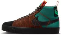 Кеды NIKE SB Zoom Blazer, демисезонные, повседневные, натуральная замша, высокие, нескользящая подошва, размер 7.5us, коричневый, зеленый