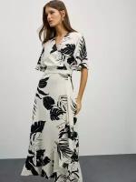 Zarina Платье на запах с воланом, цвет Черно-белая графика, размер L (RU 48), 4225015515-231