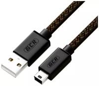 GCR Кабель PROF 3.0m USB 2.0, AM/mini, черно-прозрачный, ферритовое кольцо, 28/24 AWG, экран, армированный, морозостойкий