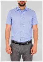 Рубашка мужская короткий рукав GREG 214/101/5924/ZV/1p, Приталенный силуэт / Slim fit, цвет Голубой, рост 174-184, размер ворота 38