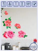 Интерьерная наклейка Розовые розы / наклейки для интерьера / наклейки на стену / интерьерные наклейки / декор для дома / наклейки для мебели / подарок