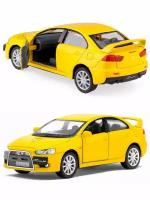 Металлическая машинка Kinsmart 1:36 «2008 Mitsubishi Lancer Evolution X» инерционная, жёлтая KT5329D-1