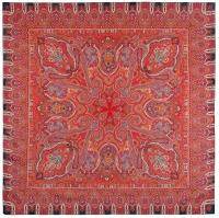 Платок Павловопосадская платочная мануфактура,135х135 см, бордовый, красный
