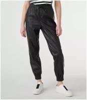 Джоггеры Karl Lagerfeld XL черные из эко кожи с лого лампасами Paris Womens Faux Leather Sweatpants Jogger Pants