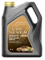 Синтетическое моторное масло S-Oil Seven Gold #9 PAO A3/B4 0W-40, 4 л