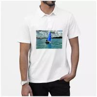 Рубашка- поло Парусный спорт Корабль Синий парус Вода