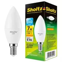 Лампа светодиодная энергосберегающая Sholtz 7Вт 220В C37 E14 2700К пластик(Шольц) LEC3025