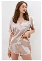 Пижама (сорочка, шорты) женская MINAKU: Light touch цвет бежевый, р-р 48