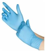 Перчатки медицинские нитриловые текстурированные, голубые, Benovy M, 50 пар уп