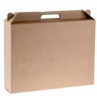 Коробка универсальная с ручкой, бурая, 34,5 x 8 x 27 см