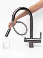 WasserBerg Ring - GG Смеситель кран для кухни с гибким съемным изливом с подключением фильтра питьевой воды