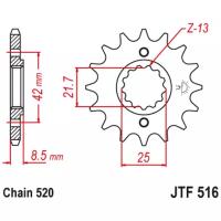 Звезда ведущая, с демпфером, JT 516.16RB