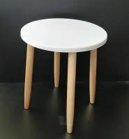 Столик, столик журнальный, столик кофейный, детский, круглый, белый. Диаметр 47 см, высота 47 см. Цвет стола: белый, лаковые ножки из березы