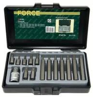 Набор бит 1/2 TORX Т20-55 с держателем в кейсе 15 предметов FORCE FORCE 4156