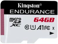 Карта памяти Kingston microSDXC 64 ГБ Class 10, V30, A1, UHS-I U1, R/W 95/30 МБ/с, 1 шт., белый