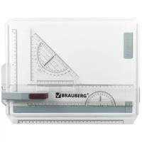 Доска чертежная А4 для черчения размером 370х295 мм, с рейсшиной и треугольником, Brauberg