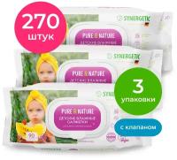 Влажные салфетки Pure&Nature Алоэ вера и нежный хлопок, липучка, 90 шт., 3 уп