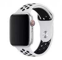 Силиконовый перфорированный ремешок для часов Apple Watch 42/44/45 мм бело-черный