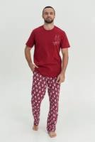 Пижама Оптима Трикотаж, карманы, размер 52, бордовый