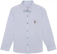 Школьная рубашка U.S. POLO ASSN., на пуговицах, длинный рукав, однотонная, размер 3-4 (98-104), голубой