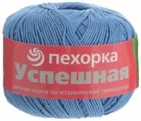 Пряжа для вязания крючком, спицами Пехорка Pehorka Успешная средняя, хлопок мерсеризованный 100%, цвет 015, темно-голубой, 10 шт. по 50 г, 220 м