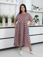 Lovetex.store / Платье женское летнее в горошек / кофе / размер 52