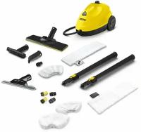 Пароочиститель для дома Karcher SC 2 EasyFix + аксессуары VELER: 1 салфетка для пола, 2 обтяжки для ручной насадки, 4 щёточки, насадка для мойки окон