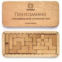 Пентамино (Тетрис, Катамино) / Логическая игра головоломка из дерева с заданиями