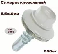 Саморез кровельный 5,5х19мм RAL 9003, 250шт