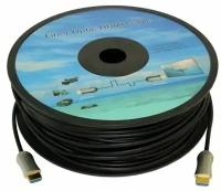 Кабель аудио-видео Fiber Optic, HDMI (m) - HDMI (m), ver 2.0, 35м, GOLD, черный