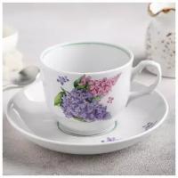 Чашка с блюдцем чайная Добрушский фарфоровый завод Тюльпан Сирень 250 мл