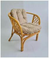 Кресло из натурального ротанга со светлой подушкой Багама, цвет мед