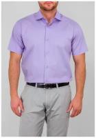 Рубашка мужская короткий рукав GREG 720/107/3823/Z STRETCH, Полуприталенный силуэт / Regular fit, цвет Сиреневый, рост 174-184, размер ворота 40